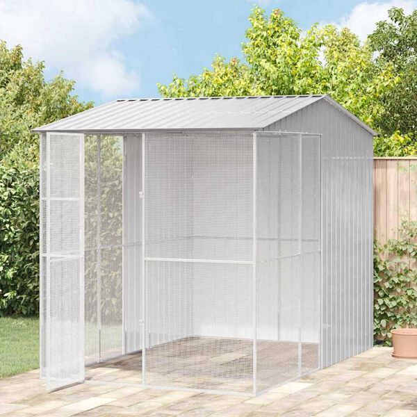 vidaXL Κλουβί Πουλιών Γκρι 215 x 310 x 247 εκ. Γαλβανισμένος χάλυβας