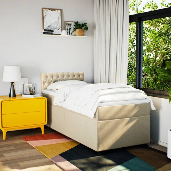 vidaXL Κρεβάτι Boxspring με Στρώμα Κρεμ 80 x 200 εκ. Υφασμάτινο