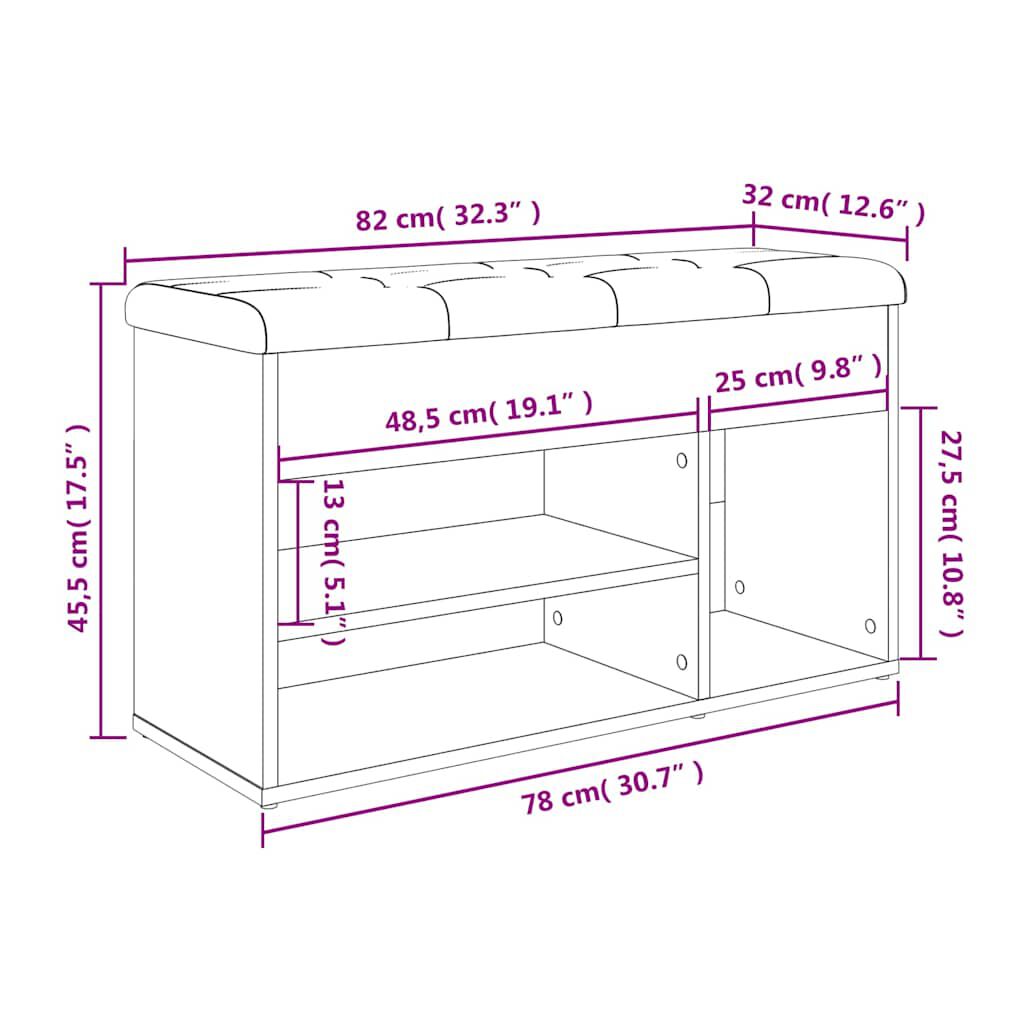 vidaXL Παπουτσοθήκη Γκρι Σκυρ. 82x32x45,5 εκ. από Επεξεργασμένο Ξύλο