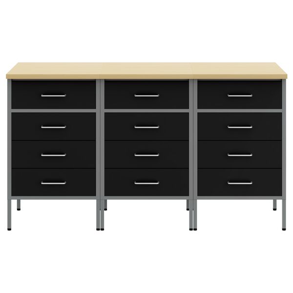 vidaXL Ντουλάπα Εργασίας 3 pcs Μαύρο και Γκρι 150 x 55 x 85 εκ