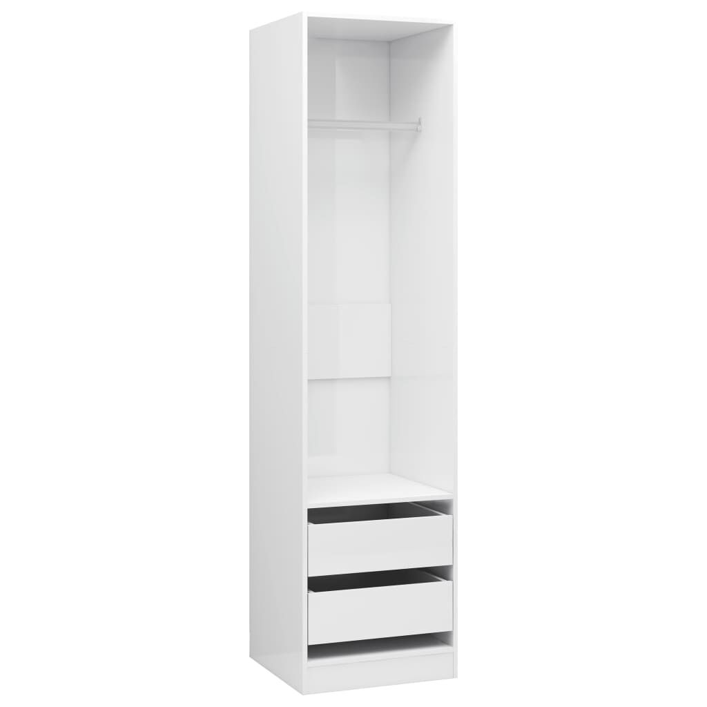 vidaXL Ντουλάπα με Συρτάρια Γυαλιστερό Λευκό 50x50x200 εκ. Επεξ. Ξύλο