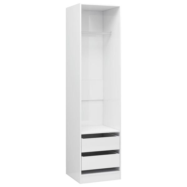 vidaXL Ντουλάπα με Συρτάρια Γυαλιστερό Λευκό 50x50x200 εκ. Επεξ. Ξύλο