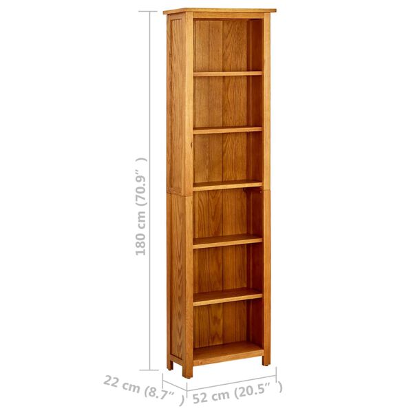 vidaXL Βιβλιοθήκη με 6 Επίπεδα 52x22x180 εκ. από Μασίφ Ξύλο Δρυός