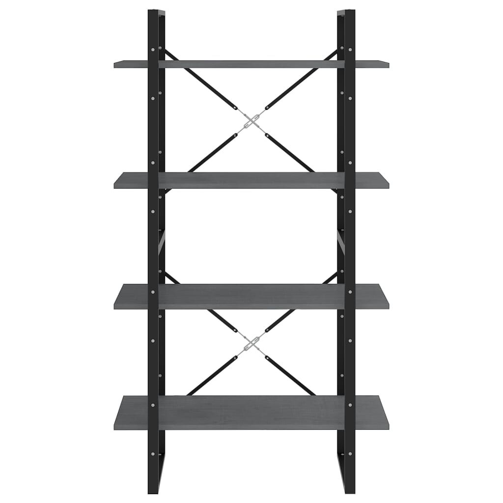 vidaXL Βιβλιοθήκη με 4 Ράφια Γκρι 80 x 30 x 140 εκ. Μασίφ Ξύλο Πεύκου