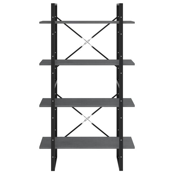 vidaXL Βιβλιοθήκη με 4 Ράφια Γκρι 80 x 30 x 140 εκ. Μασίφ Ξύλο Πεύκου