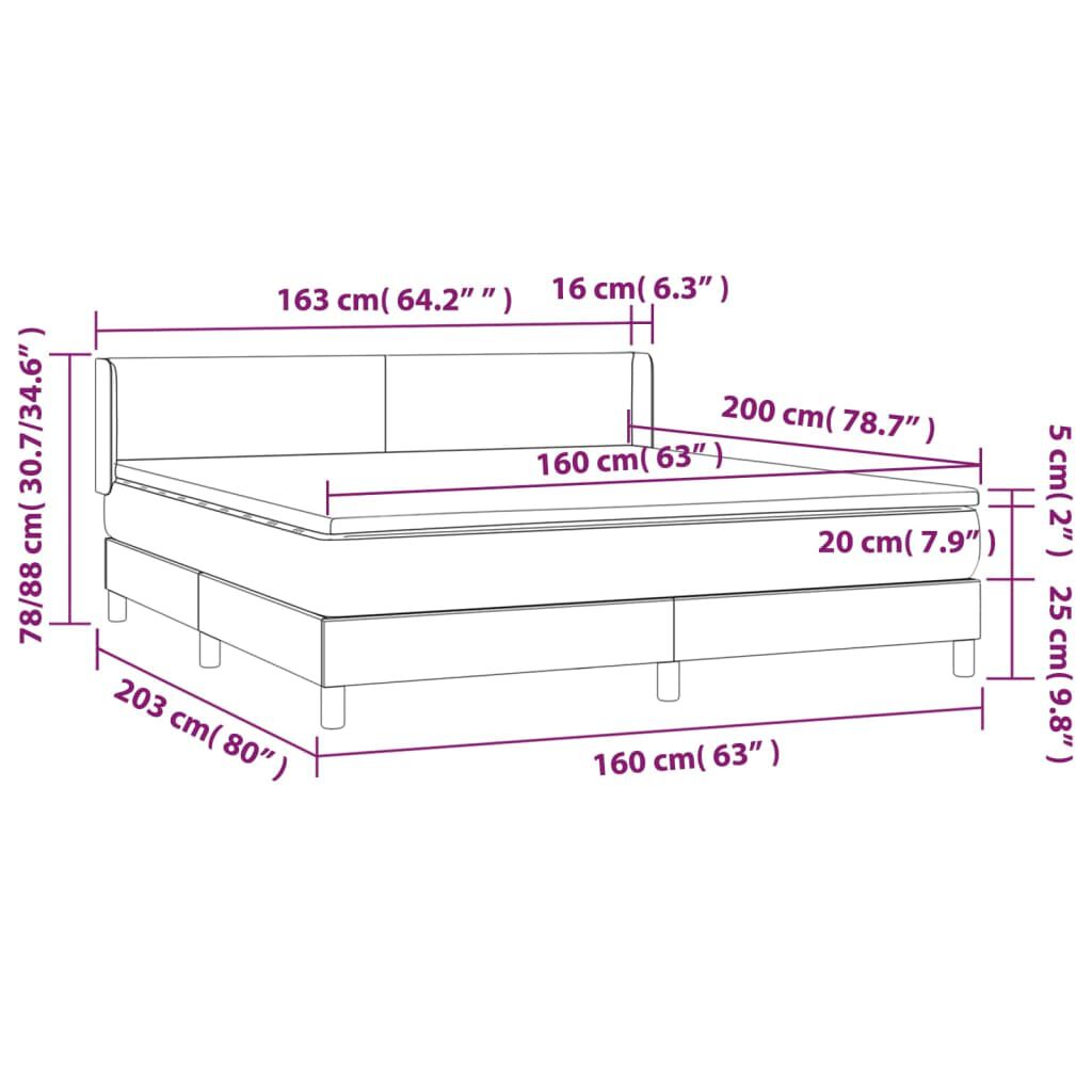 vidaXL Κρεβάτι Boxspring με Στρώμα Καπουτσίνο 160x200εκ.από Συνθ.Δέρμα