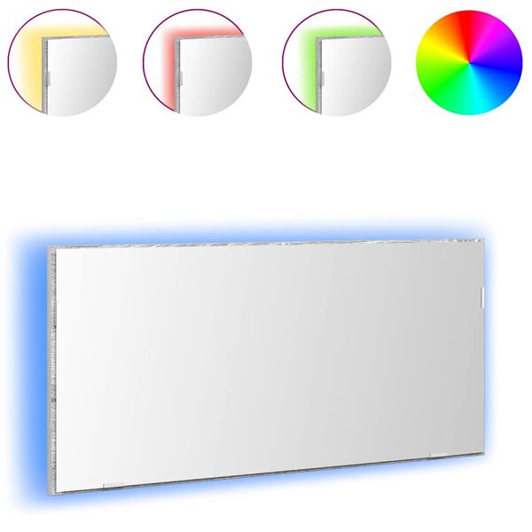 vidaXL Καθρέφτης με φώτα λωρίδας LED Σκούρο γκρι σονόμα 80 x 37 εκ.