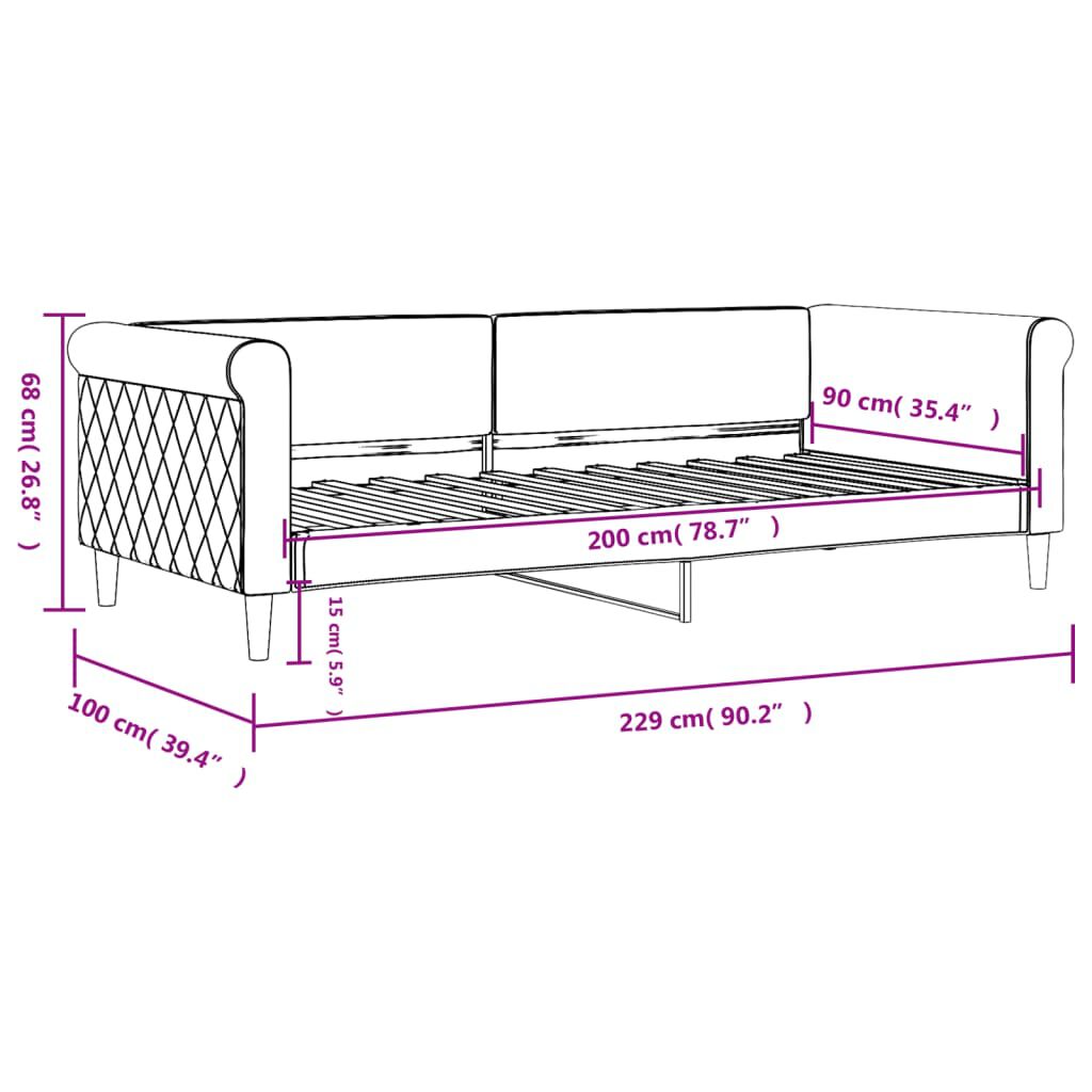 vidaXL Καναπές Κρεβάτι Κίτρινος 90 x 200 εκ. Βελούδινος