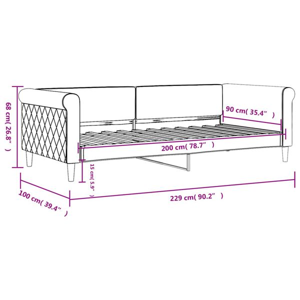 vidaXL Καναπές Κρεβάτι Κίτρινος 90 x 200 εκ. Βελούδινος