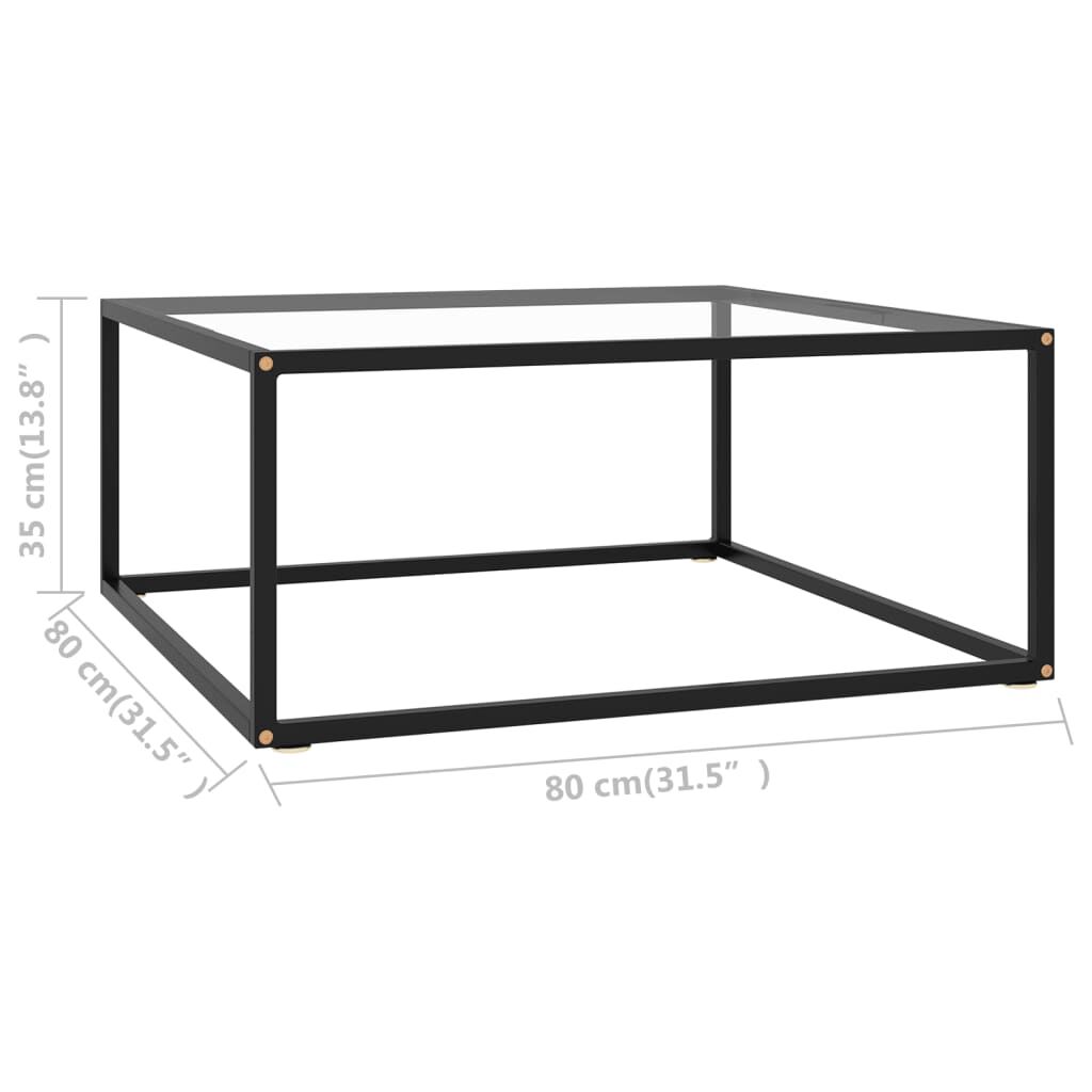 vidaXL Τραπεζάκι Σαλονιού Μαύρο 80 x 80 x 35 εκ. με Ψημένο Γυαλί