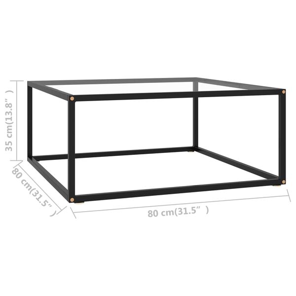 vidaXL Τραπεζάκι Σαλονιού Μαύρο 80 x 80 x 35 εκ. με Ψημένο Γυαλί