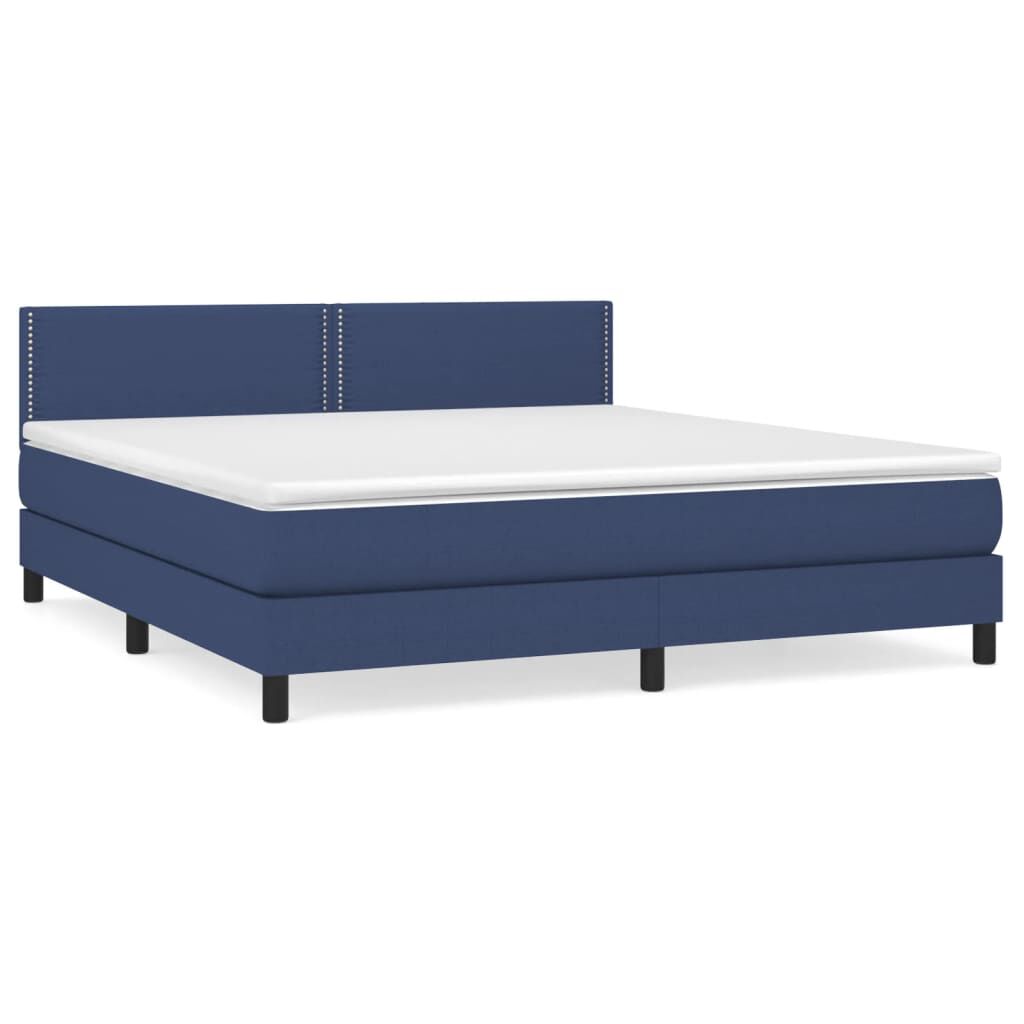 vidaXL Κρεβάτι Boxspring με Στρώμα Μπλε 160x200 εκ. Υφασμάτινο