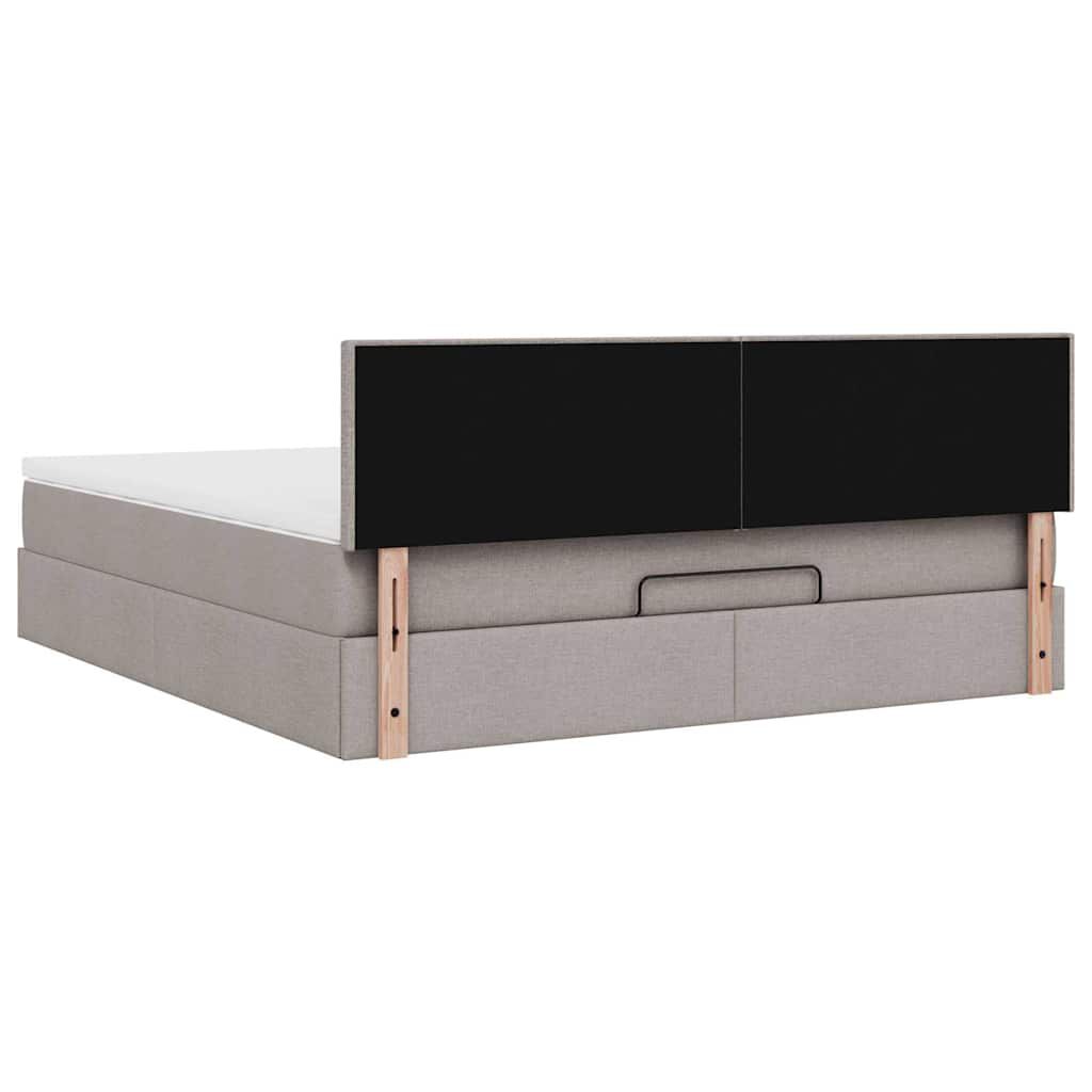 vidaXL Οθωμανικό κρεβάτι με στρώμα & LEDs Taupe 160x200cm ύφασμα