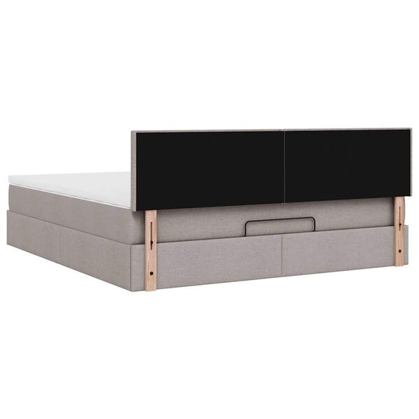 vidaXL Οθωμανικό κρεβάτι με στρώμα & LEDs Taupe 160x200cm ύφασμα
