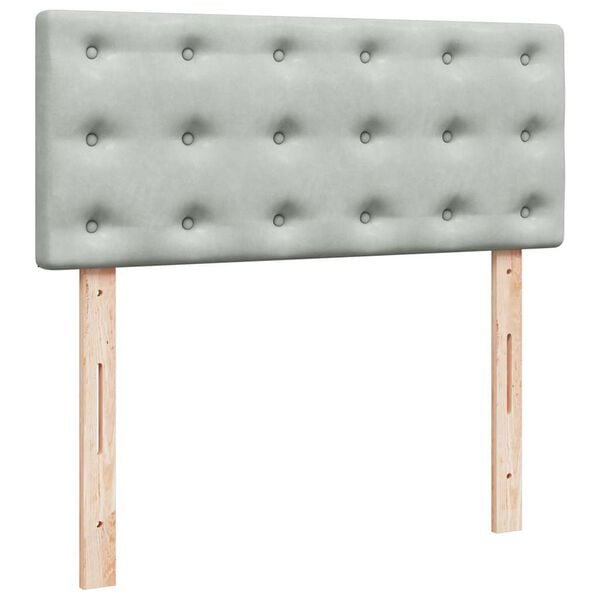 vidaXL Κρεβάτι Boxspring με Στρώμα Ανοιχτό Γκρι 120x200 εκ. Βελούδινο