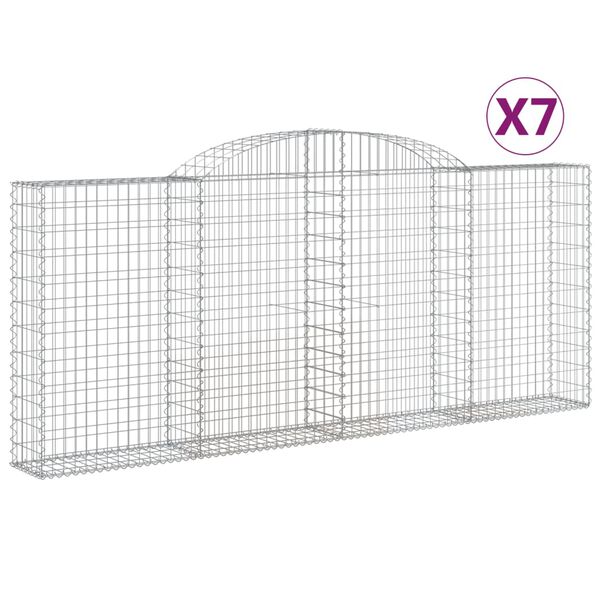 vidaXL Συρματοκιβώτια Τοξωτά 7 τεμ. 300x30x120/140 εκ. Γαλβαν. Ατσάλι