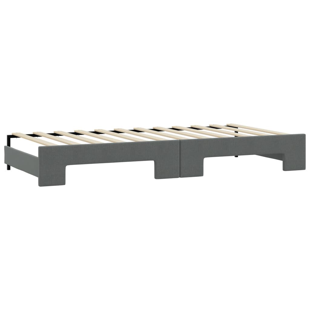 vidaXL Καναπές Κρεβάτι Συρόμενος Σκούρο Γκρι 90x190 εκ Ύφασμα Συρτάρια
