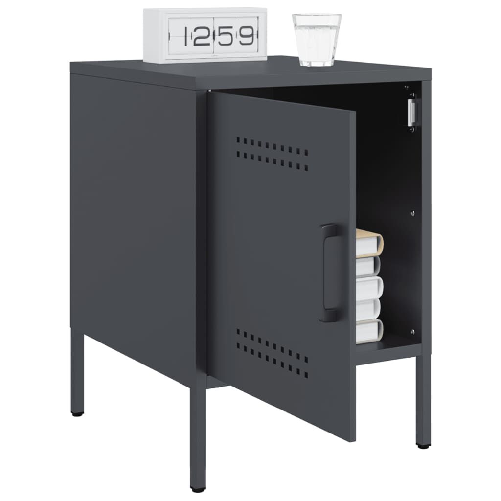 vidaXL Κομοδίνα 2 τεμ. Ανθρακί 36x39x50,5 εκ. από Χάλυβα