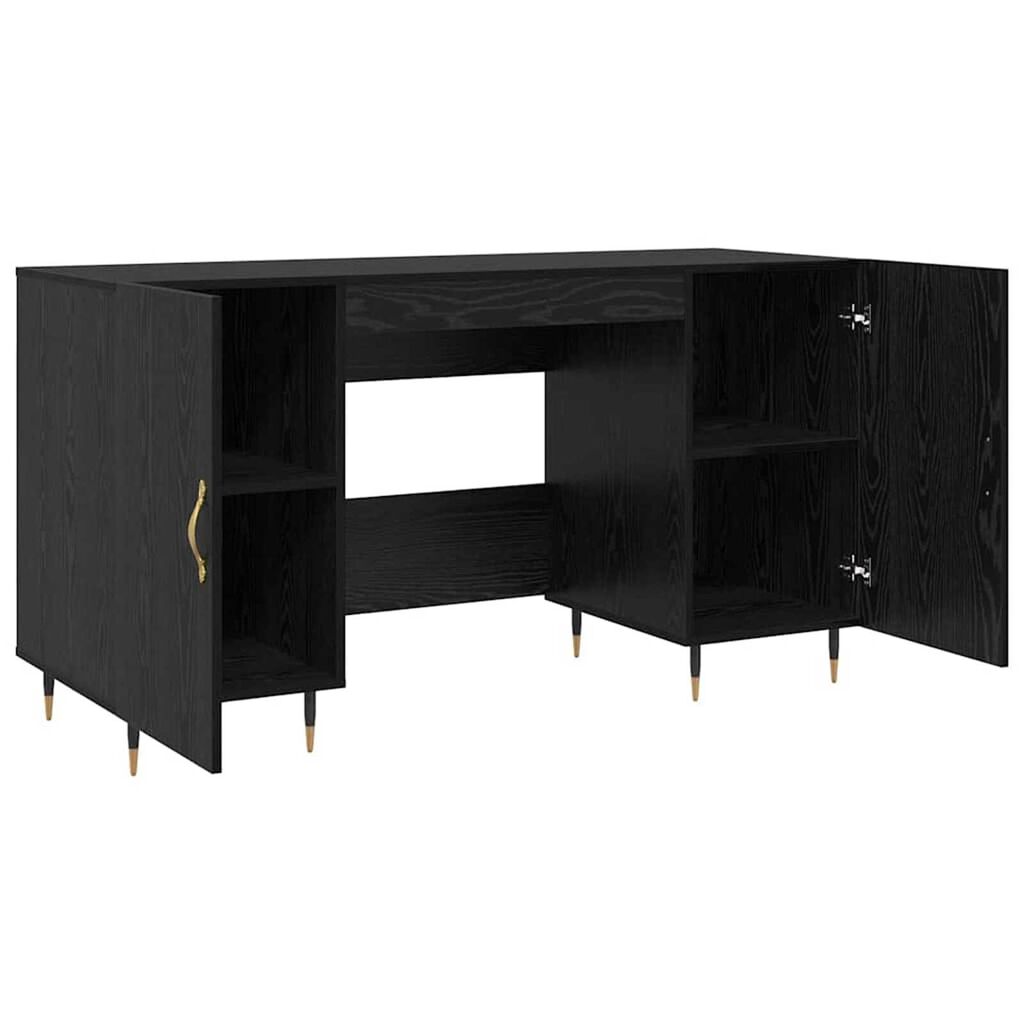 vidaXL Γραφείο με ράφι Μαύρη δρυς 140 x 50 x 75 εκ. Επεξεργασμένο ξύλο