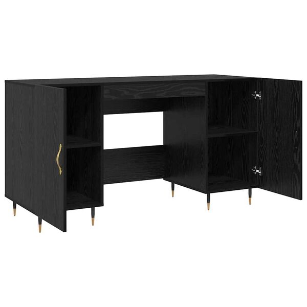 vidaXL Γραφείο με ράφι Μαύρη δρυς 140 x 50 x 75 εκ. Επεξεργασμένο ξύλο