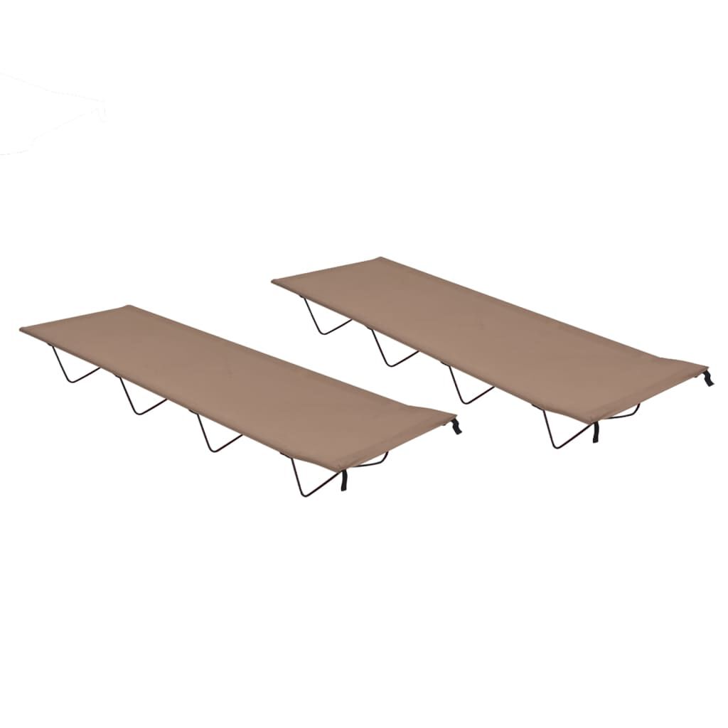 vidaXL Κρεβάτια Κάμπινγκ 2 τεμ. Taupe 180x60x19εκ Ύφασ. Oxford/Ατσάλι