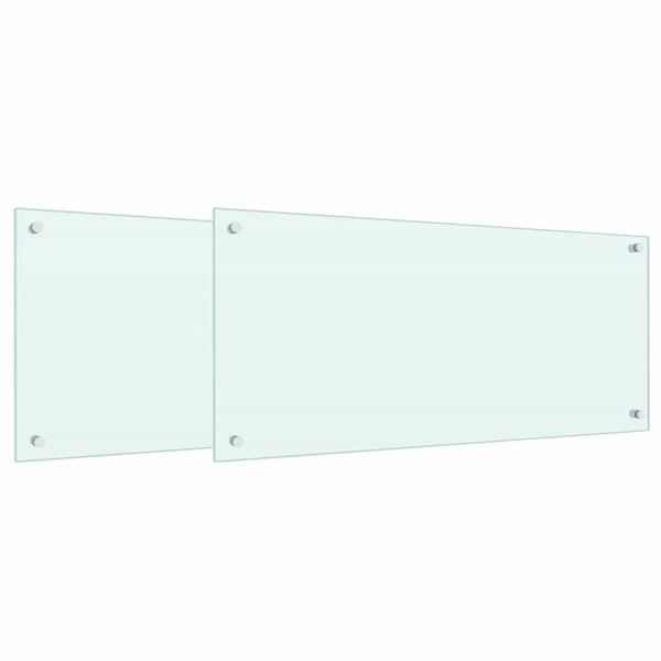 vidaXL Πίσω Πάνελ Κουζίνας 2 pcs Λευκό 90 x 40 cm σκληρυμένο γυαλί