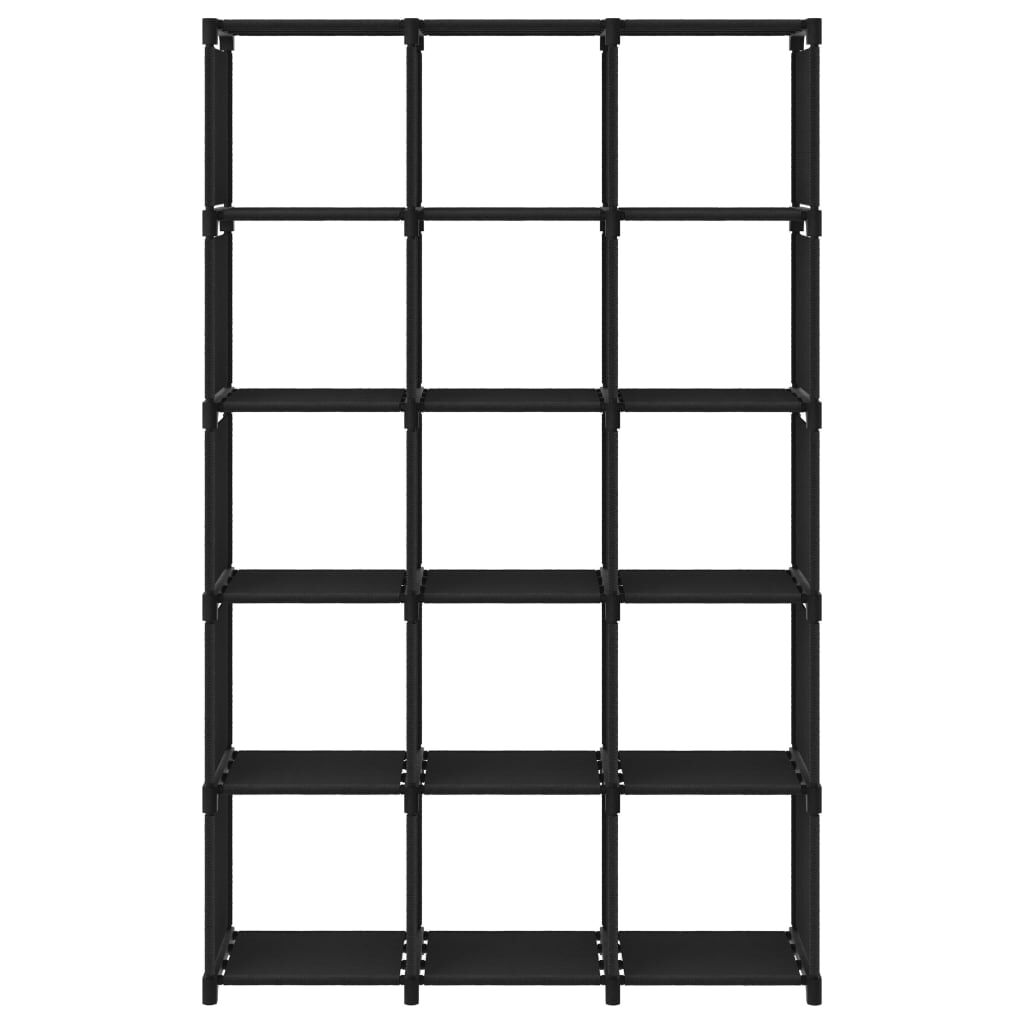vidaXL Ραφιέρα με 15 Κύβους & Κουτιά Μαύρη 103x30x175,5 εκ. Υφασμάτινη