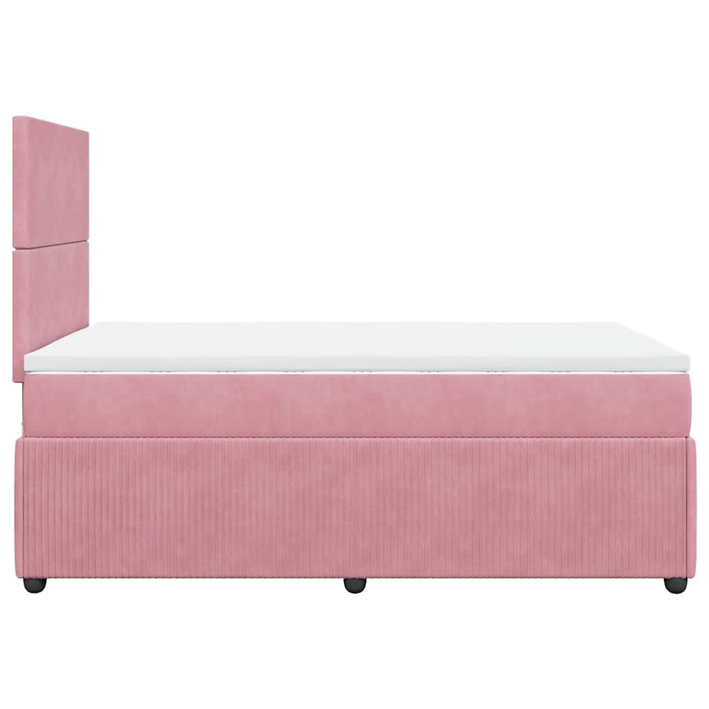 vidaXL Κρεβάτι Boxspring με Στρώμα Ροζ 120x200 εκ. Βελούδινο