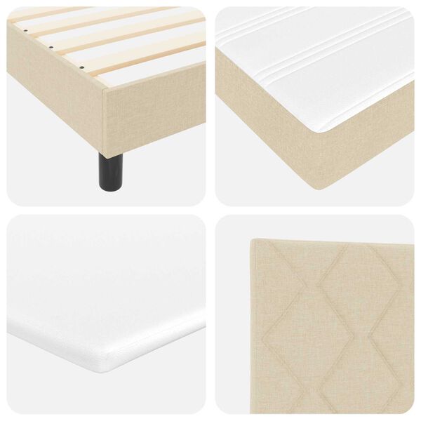 vidaXL Box Spring Bed με Στρώμα Κρέμα 90x200 εκ. Ύφασμα