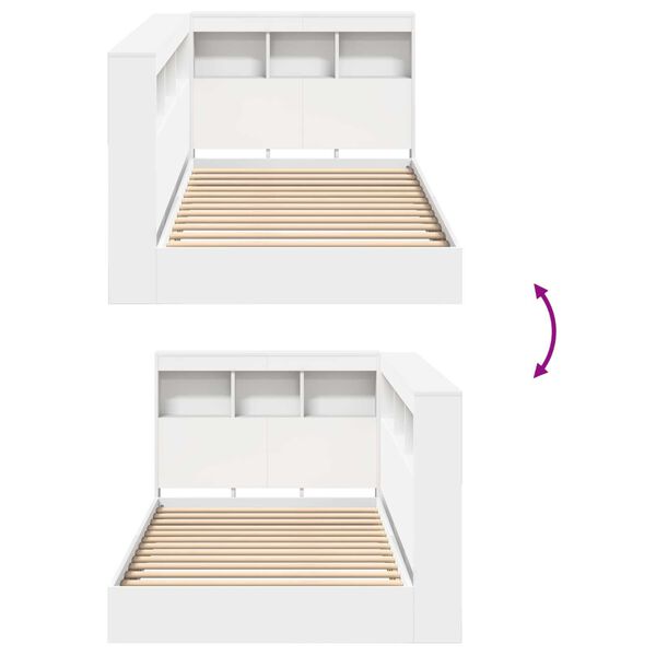 vidaXL Κρεβάτι Βιβλιοθήκης Λευκό 90x190 εκ. με Ξύλο Μηχανικής Κατασκευής