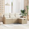 vidaXL Σετ Καναπέ Κήπου με μαξιλάρι 4 pcs Μπεζ Πολυ ράταν