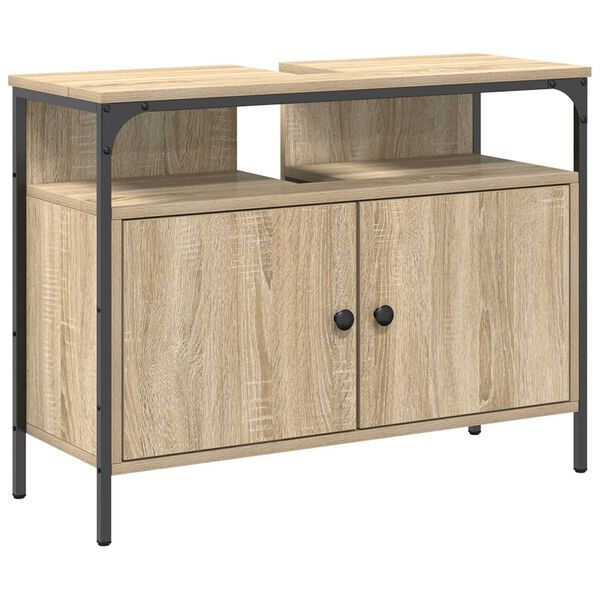 Set ντουλαπιών μπάνιου vidaXL 3 τεμαχίων δρυός Sonoma επεξεργασμένο ξύλο