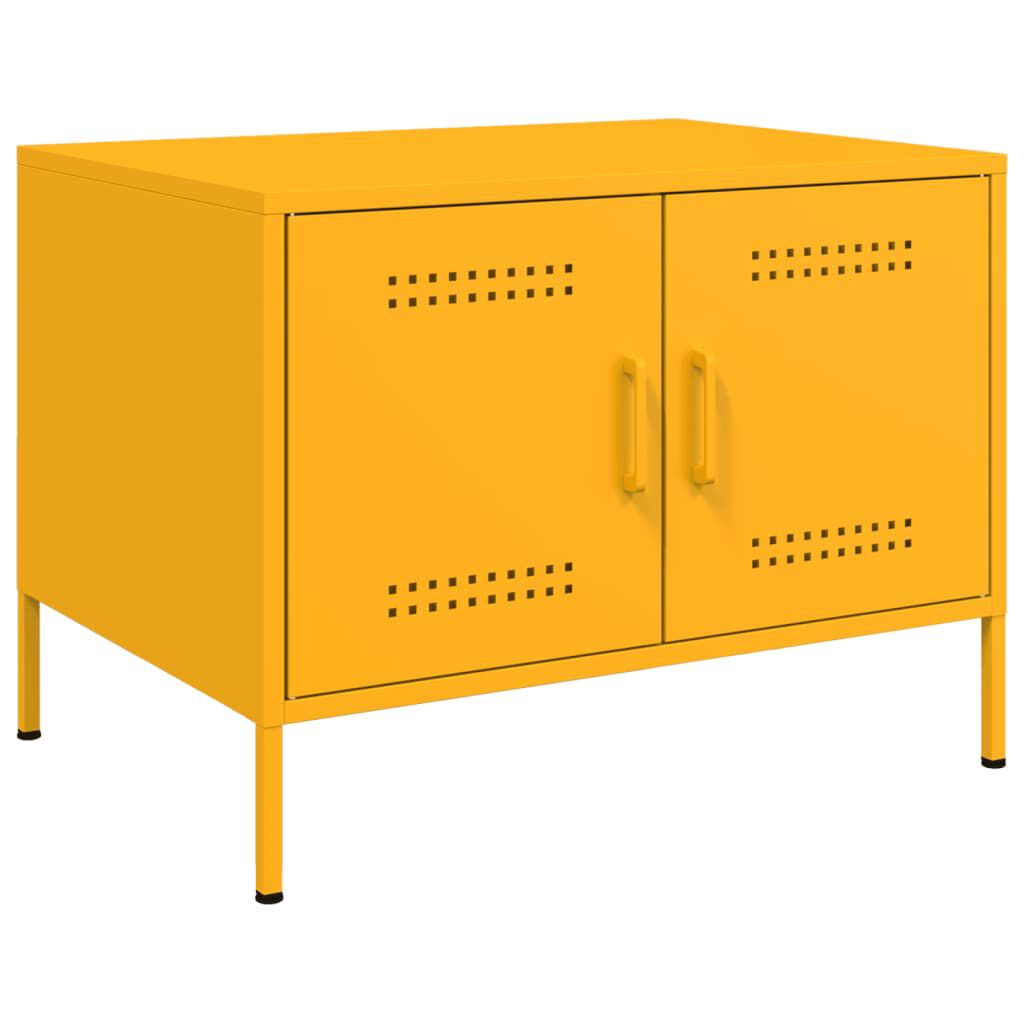 vidaXL Τραπέζι Κήπου Κίτρινο Μουσταρδί 68x50x50,5 εκ. Ατσάλινο