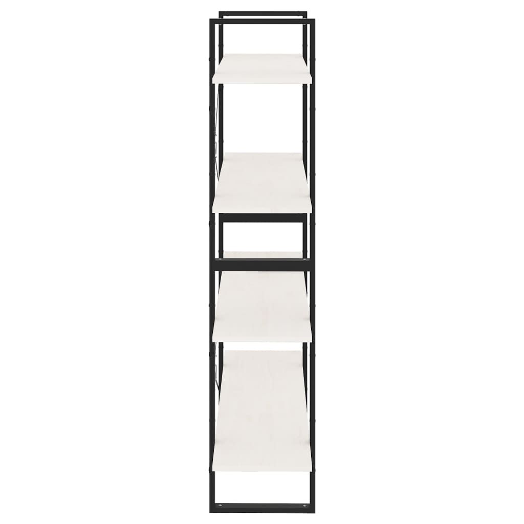 vidaXL Βιβλιοθήκη με 4 Ράφια Λευκή 100x30x140 εκ από Μασίφ Ξύλο Πεύκου