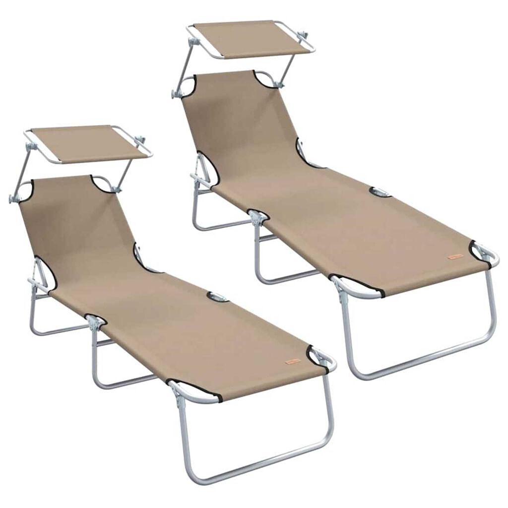 vidaXL Ξαπλώστρα 2-πρόσωπο 2 pcs Taupe 58 x 188 x 77 εκ. ύφασμα