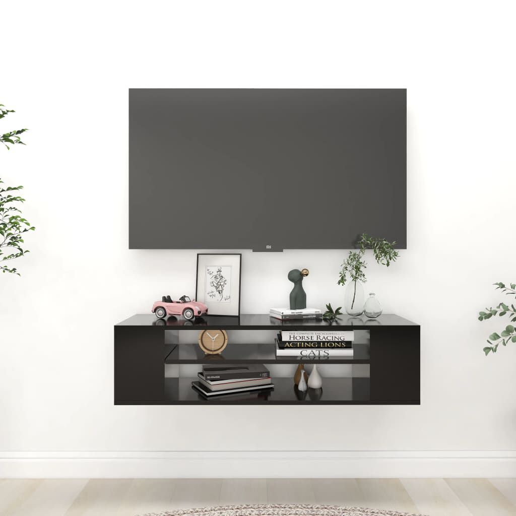 vidaXL Έπιπλο Τηλεόρασης Κρεμαστό Μαύρο 100 x 30 x 26,5 εκ Επεξ. Ξύλο