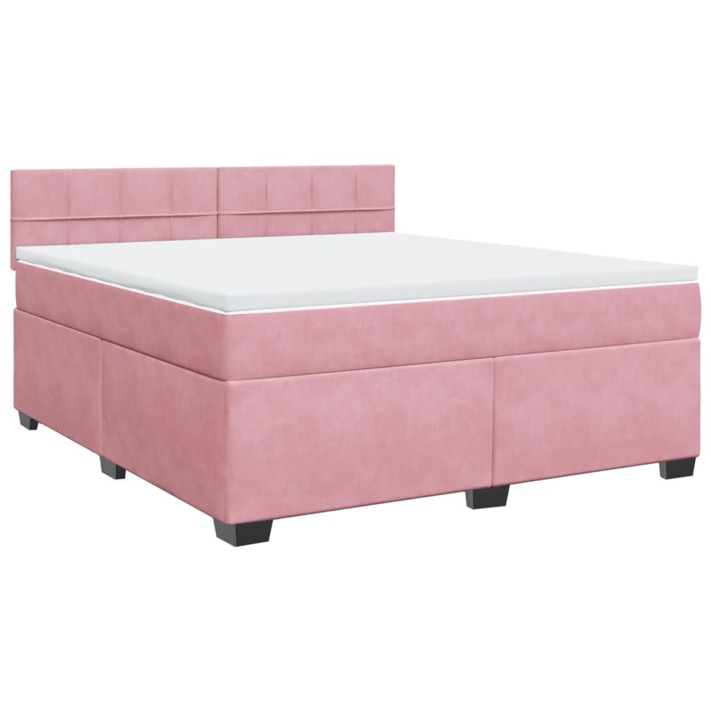 vidaXL Κρεβάτι Boxspring με Στρώμα Ροζ 180x200 εκ. Βελούδινο