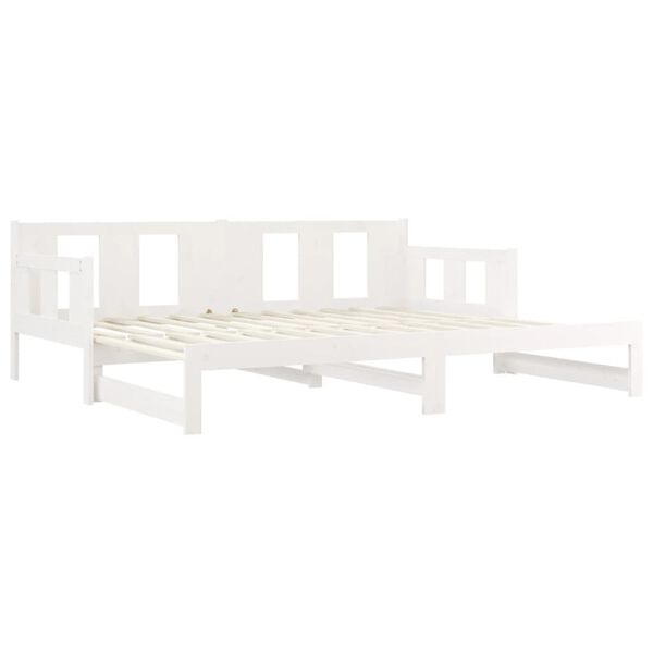 vidaXL Καναπές Κρεβάτι Συρόμενος Λευκός 2x(90x200) εκ. από Μασίφ Πεύκο