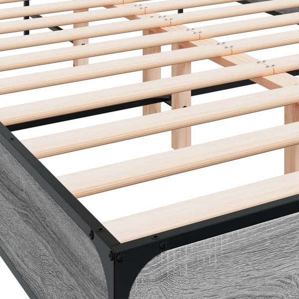vidaXL Πλαίσιο Κρεβατιού Γκρι Sonoma 135x190 εκ. Επεξ. Ξύλο & Μέταλλο
