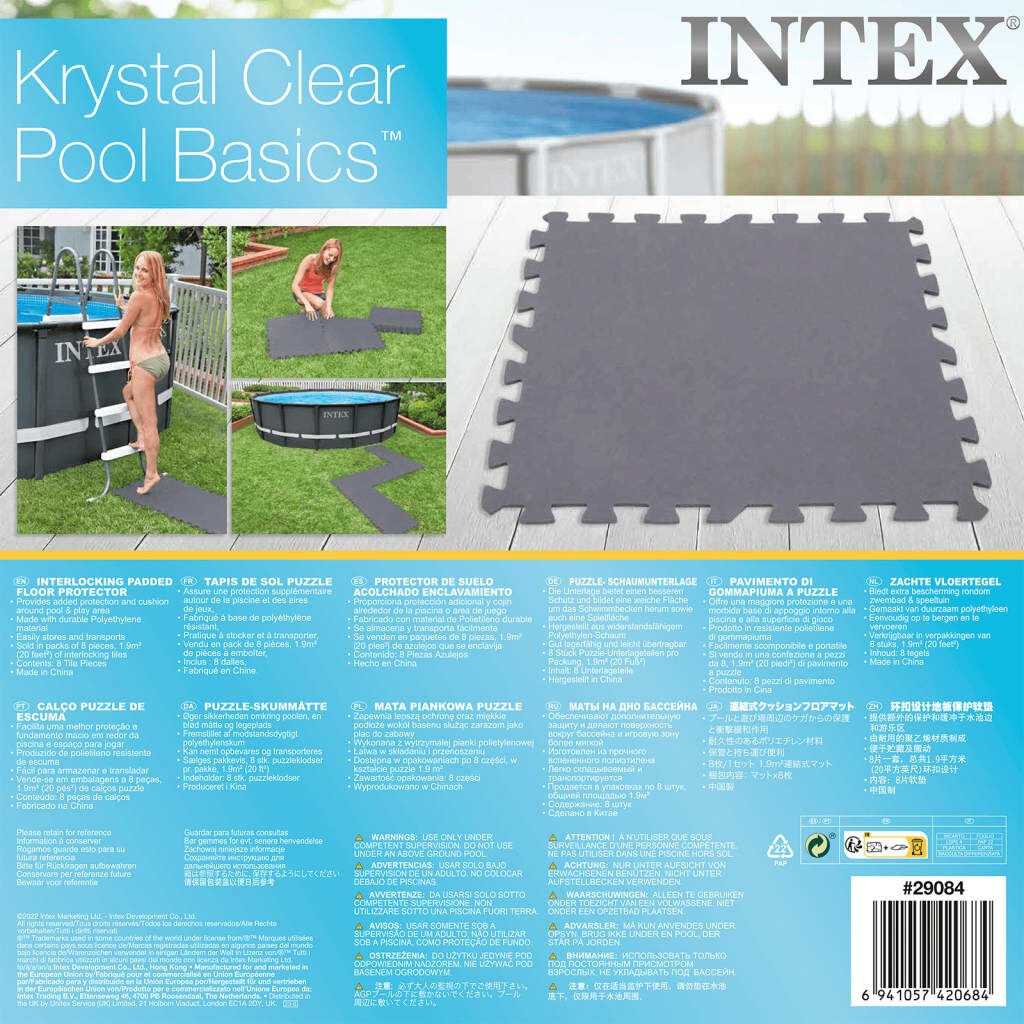 Intex Προστατευτικό Πάτωμα Πισίνας 8 τεμ. Μπλε 50x50x0,5 εκ. 1,9 μ²