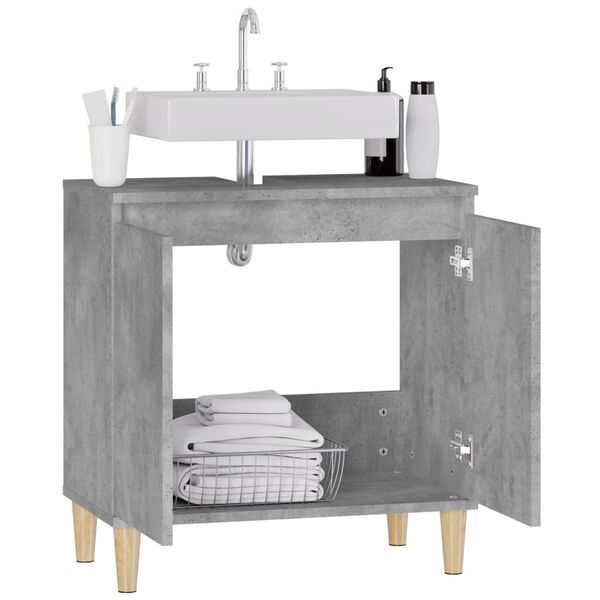 vidaXL Ντουλάπι Νιπτήρα Γκρι Σκυρ. 58x33x60 εκ. Επεξεργασμένο Ξύλο