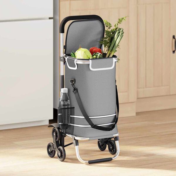 vidaXL Καρότσι Αγορών Γκρι 47 x 39 x 100.5 εκ. Ύφασμα Oxford