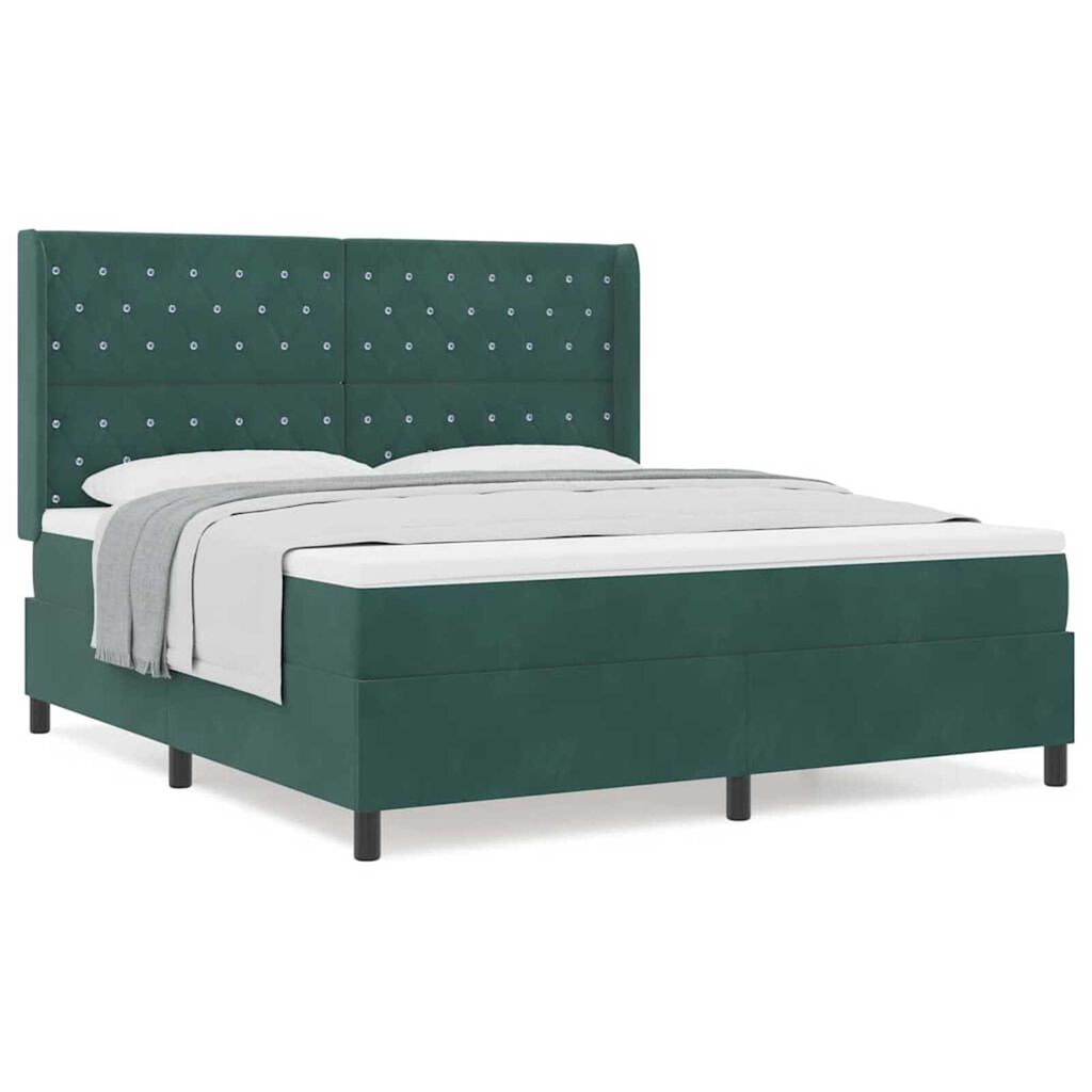 vidaXL Κρεβάτι με ελατήρια Σκούρο πράσινο 180 x 200 cm Βελούδο