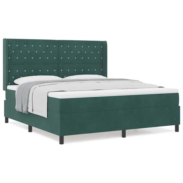 vidaXL Κρεβάτι με ελατήρια Σκούρο πράσινο 180 x 200 cm Βελούδο