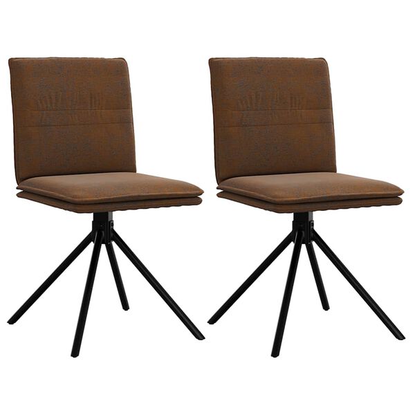 vidaXL Καρέκλα τραπεζαρίας καφέ δέρμα Faux Suede