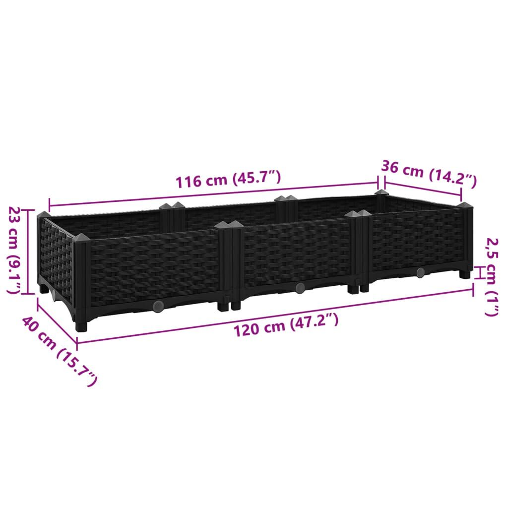 vidaXL Ζαρντινιέρα 120 x 40 x 23 εκ. από Πολυπροπυλένιο