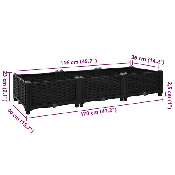 vidaXL Ζαρντινιέρα 120 x 40 x 23 εκ. από Πολυπροπυλένιο