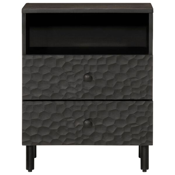 vidaXL Κομοδίνο Μαύρο 50 x 33 x 60 εκ. από Μασίφ Ξύλο Μάνγκο