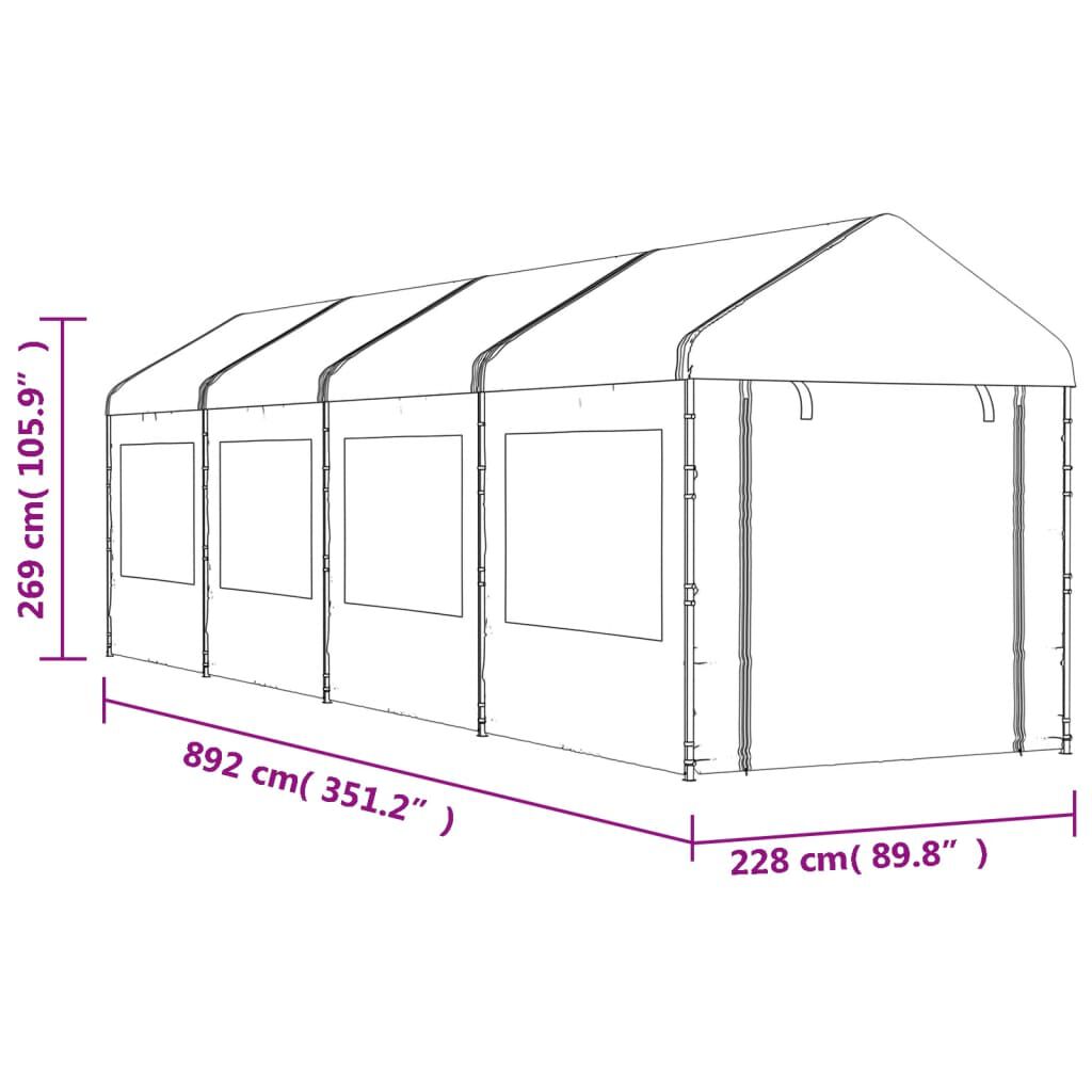 vidaXL Κιόσκι με Τέντα Λευκό 8,92 x 2,28 x 2,69 μ. από Πολυαιθυλένιο