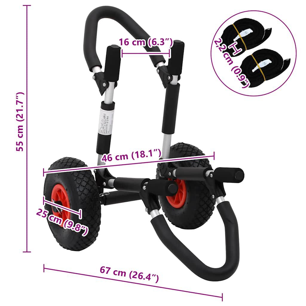 vidaXL Καροτσάκι SUP για ιστιοσανίδα Πτυσσόμενο 45 κ. Αλουμινίου